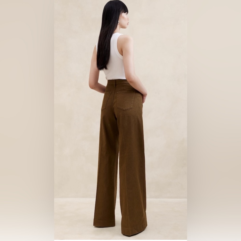 BANANA REPUBLIC ITALIAN LINEN-COTTON WIDE LEG JEAN - Picture 4 of 8